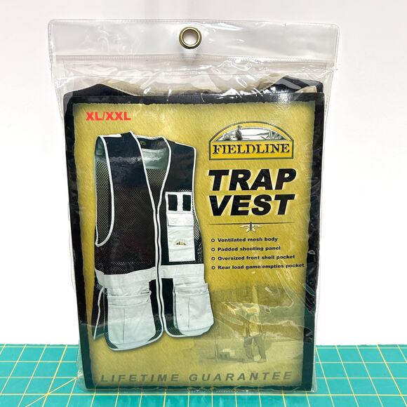 FIELDLINE Trap Vest Mens XL/XXL 48-50 SKEET Shooting Tan Black MESH Hunting NEW - Picture 1 of 11